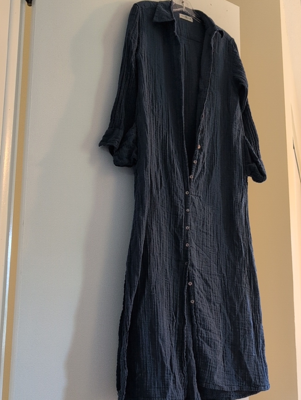 NATURAL LIFE Navy Button-Front Maxi Dress